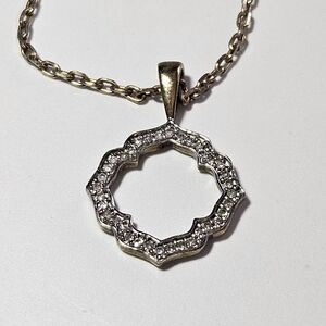 Heng Ngai Vermeil Gold over Sterling Silver Diamond Studded Pendant Necklace 20"